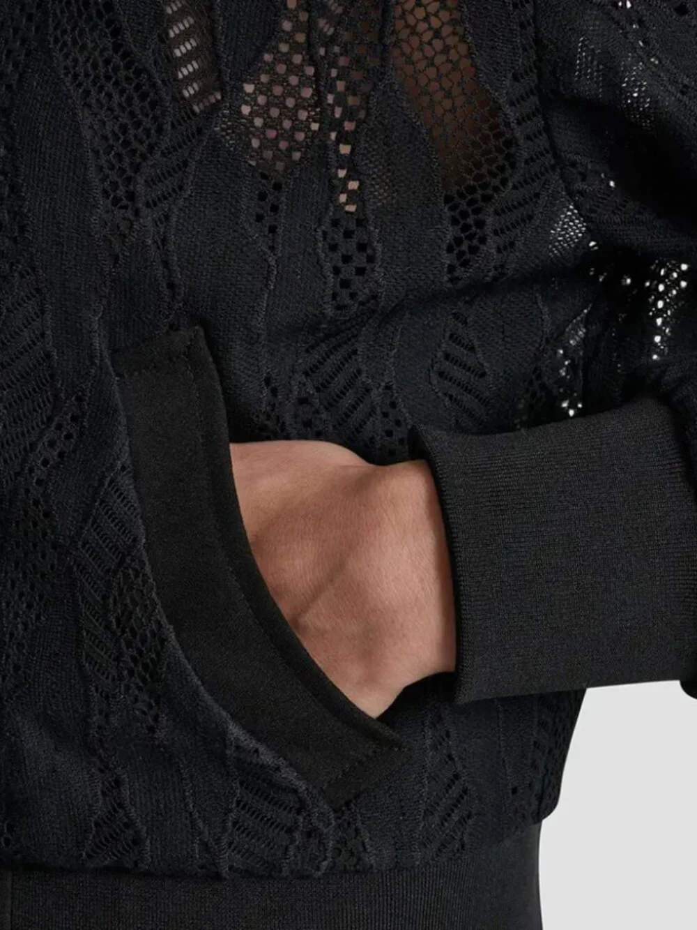 DKNY Abstract Mesh Lace Full Zip Jacket